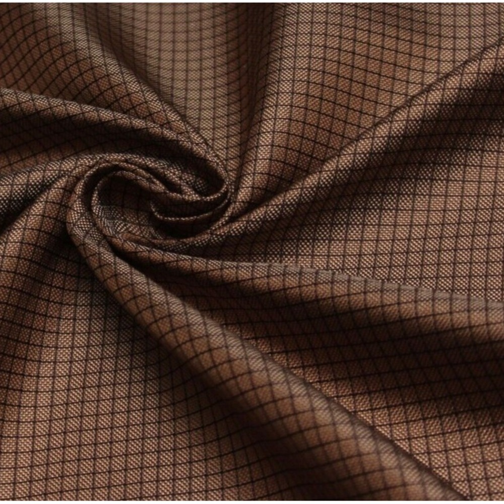 100% Silk Fabric Brown Plaid Check By The Half Yard Sewing Craft F333